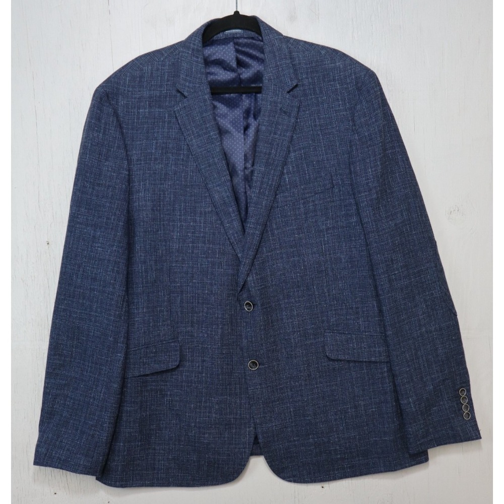Joseph Abboud Indigo Blue Wool Linen Sport Coat Jacket Blazer 48L Tollegno 1900